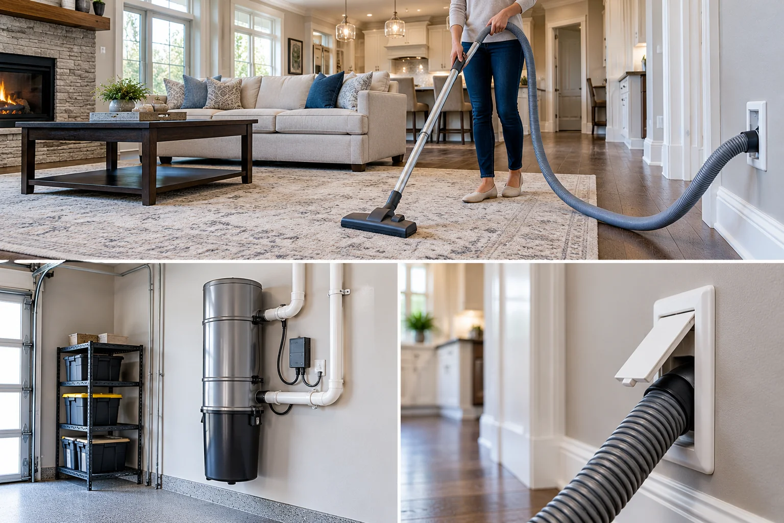 Traditional central vacuum system in a residential setting