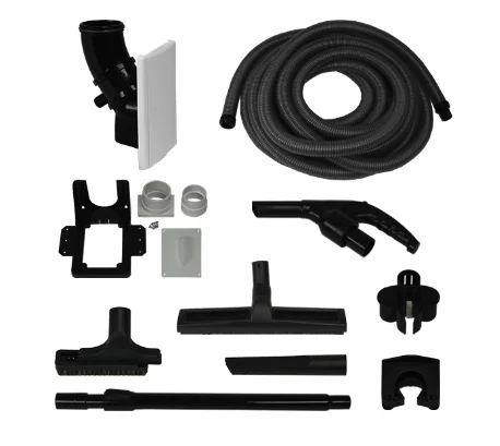 Retractable hose, inlet components and cleaning tools.