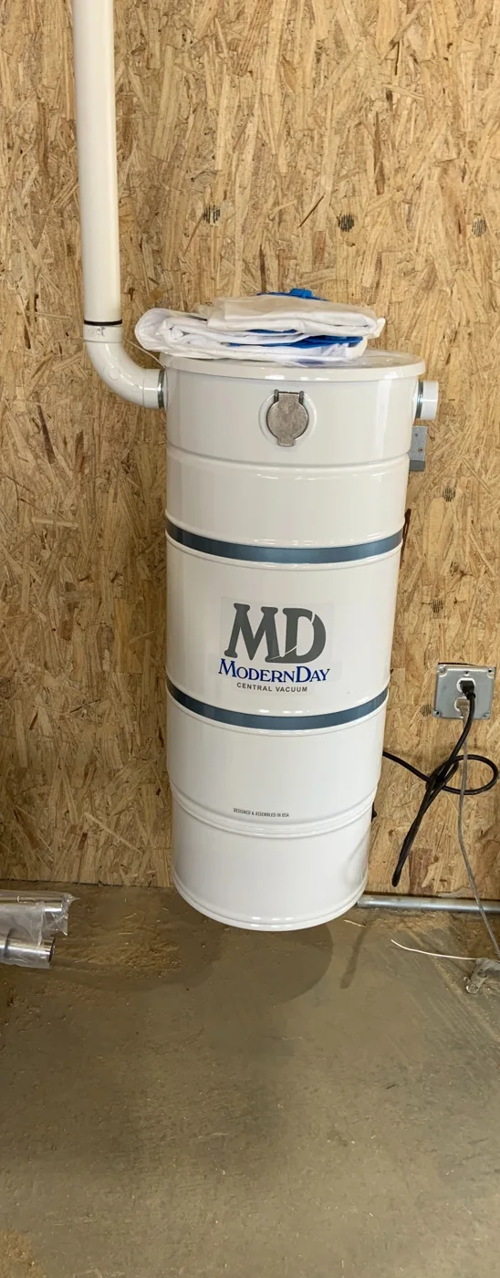 Central vacuum installation components and built-in system setup